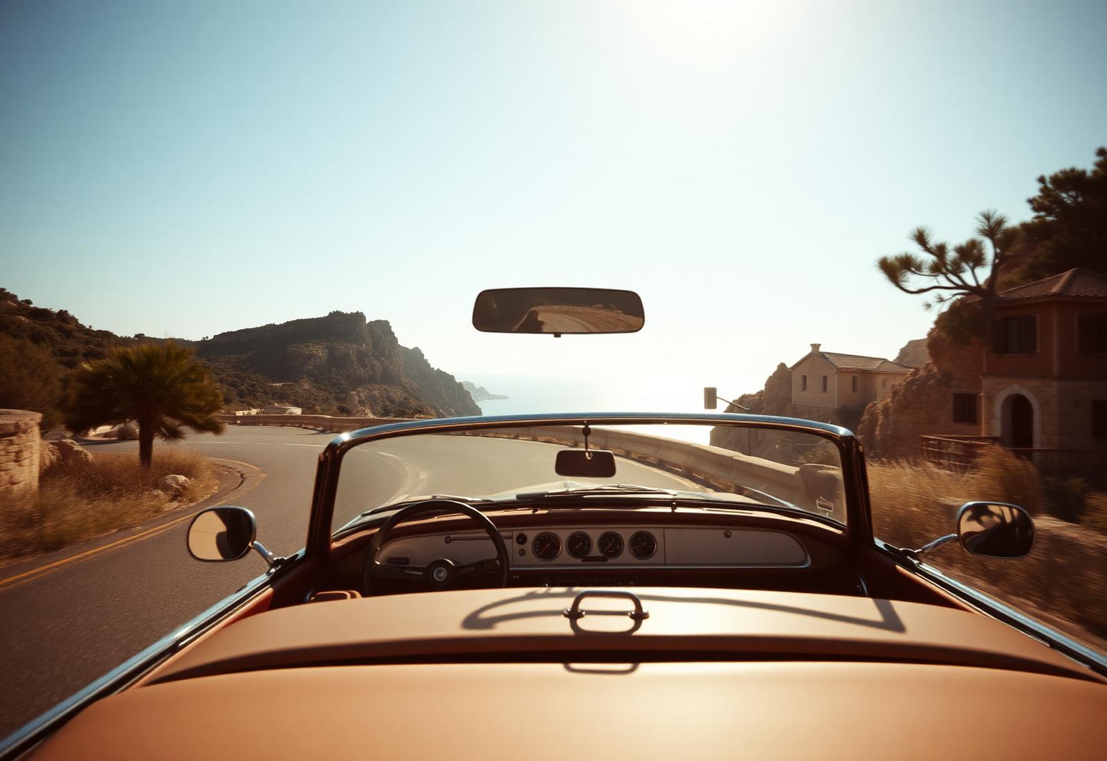 View from the driver's seat on a Mallorca coastal road
